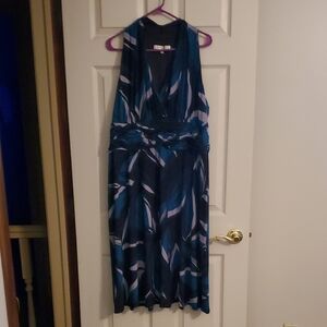 Elegant Blue teal Patterned Women's Dress size 20 Evan Picone